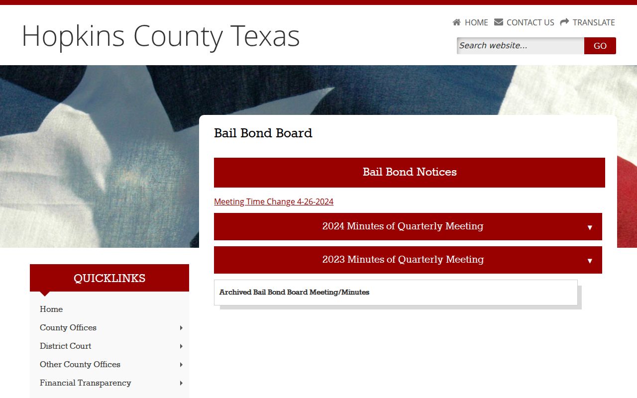 Hopkins County arrest records Bail Bond Board page