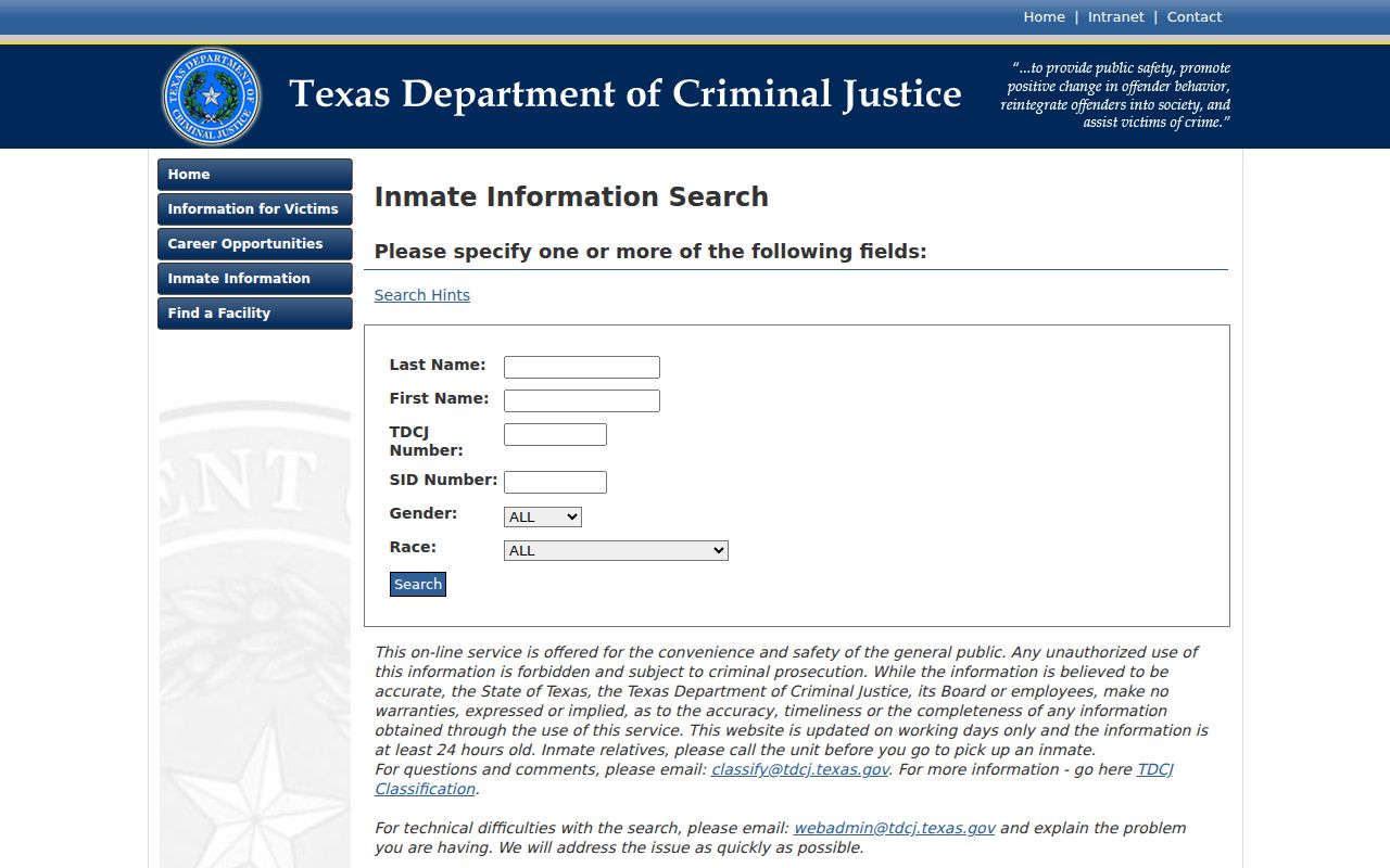 Hopkins County arrest records TDCJ inmate search