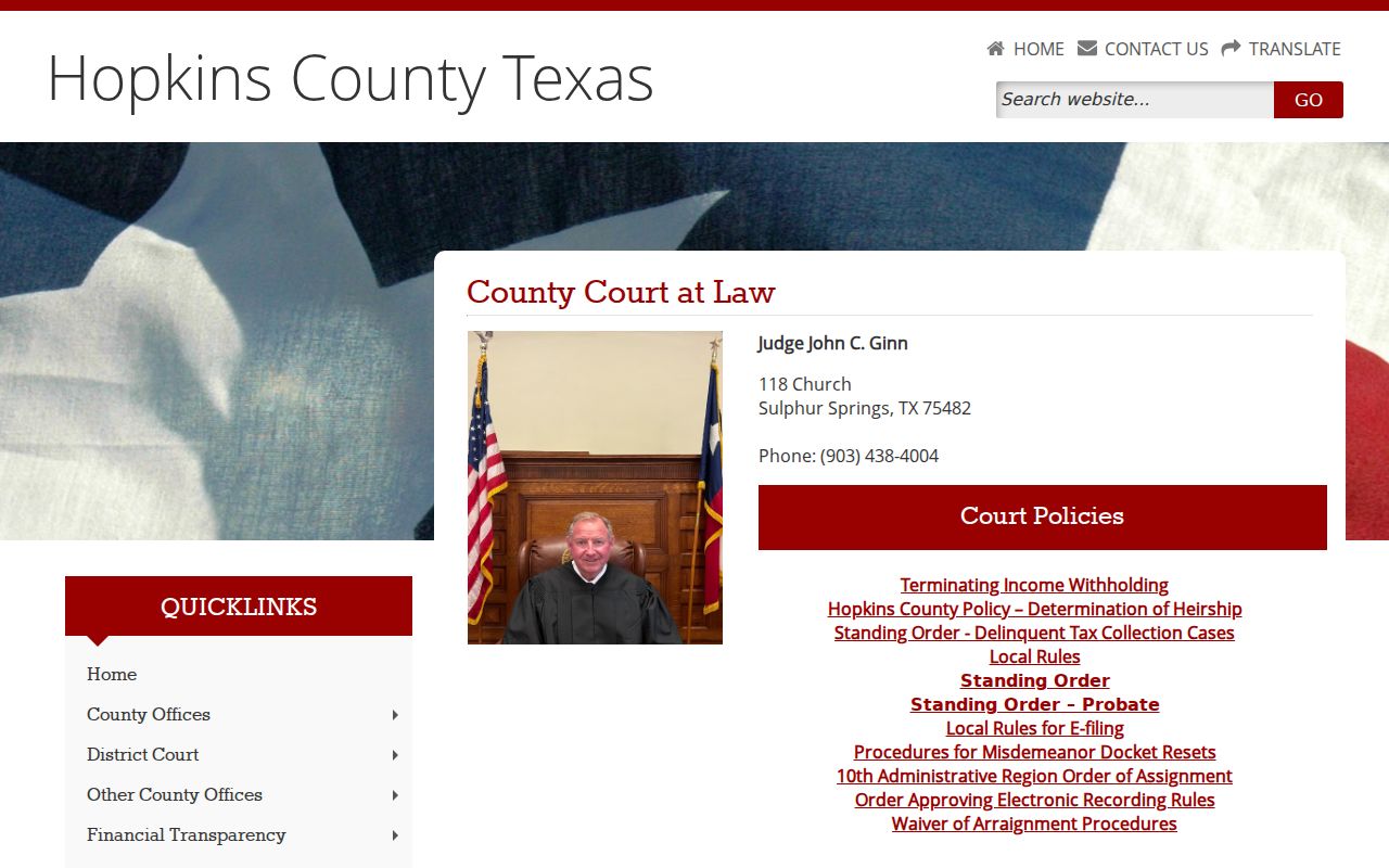 Hopkins County criminal court cases County Court at Law