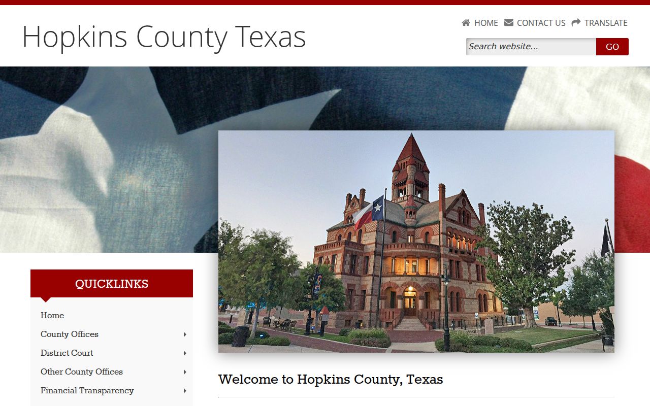 Hopkins County criminal history courthouse and office navigation