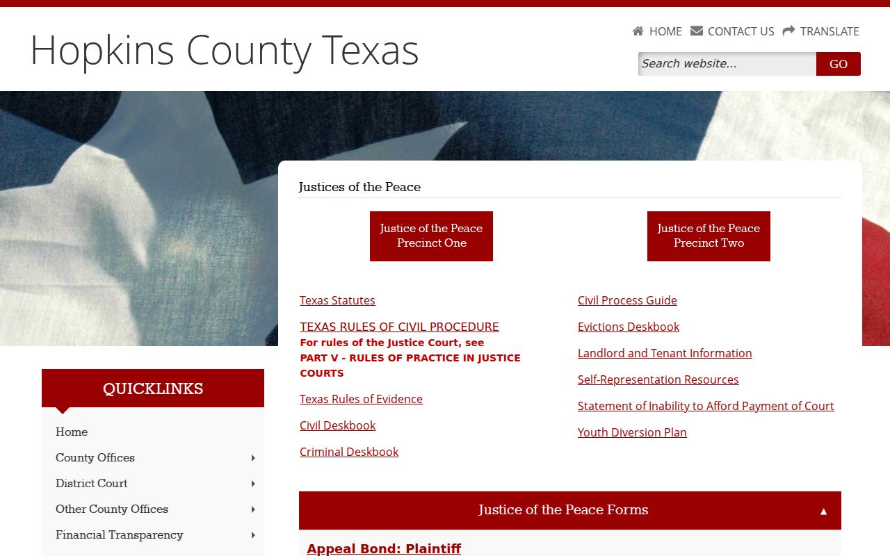 Hopkins County criminal records Justice Court resources